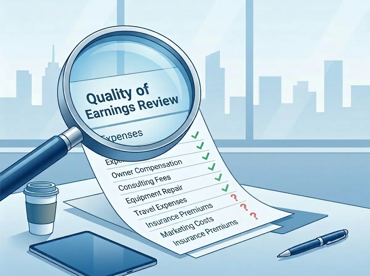 Quality of earnings review examining add-back adjustments