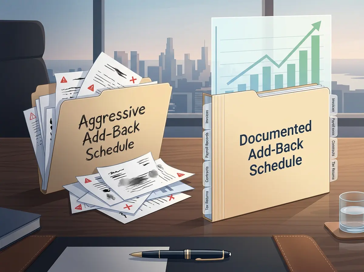 Documented add-back schedule versus aggressive add-backs