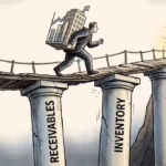 A cartoon of an individual carrying a buulding on his back
